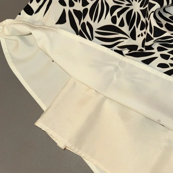 Elle White & Black Floral A Line Polyester Print Dress Pink Belt Size 6 NWT - Picture 6 of 10